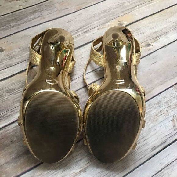 Promise Gold Strappy Heels - Picture 7 of 7